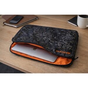 Dakine Laptop Sleeve 15 Inch Black Grey Padded Case Orange Lining Protective